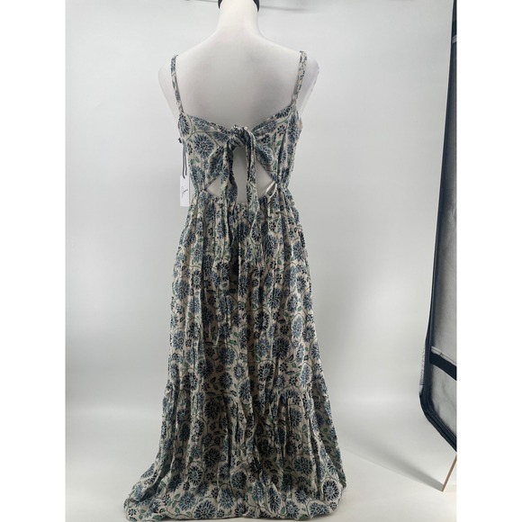 Japna Midi Dress Women's Small Blue Floral Strappy Tiered Fairy Western Boho NEW - Picture 3 of 13